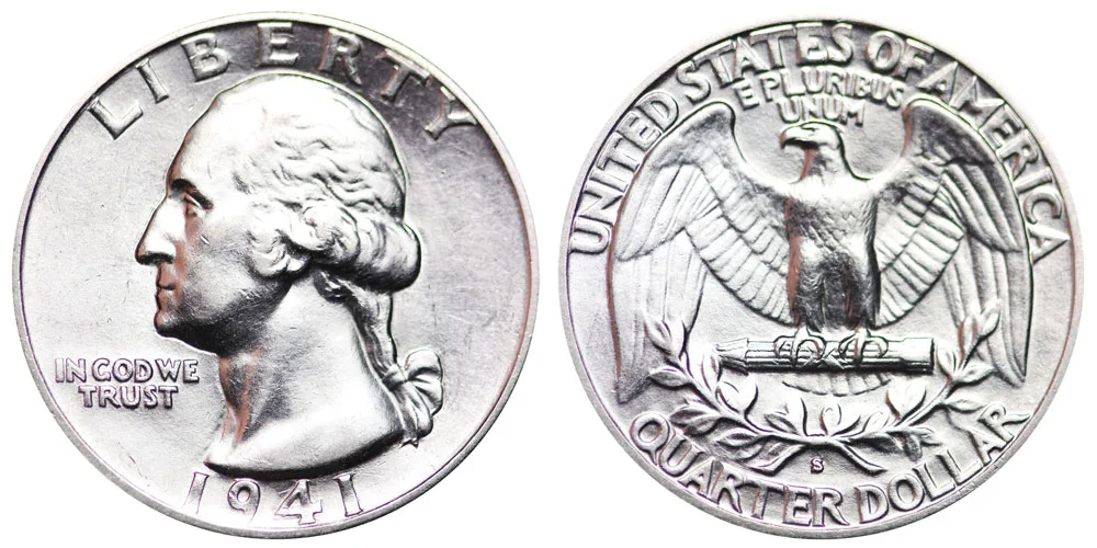1941-S quarter Small S mint mark vs Large S Trumpet S mint mark side-by-side comparison under magnification