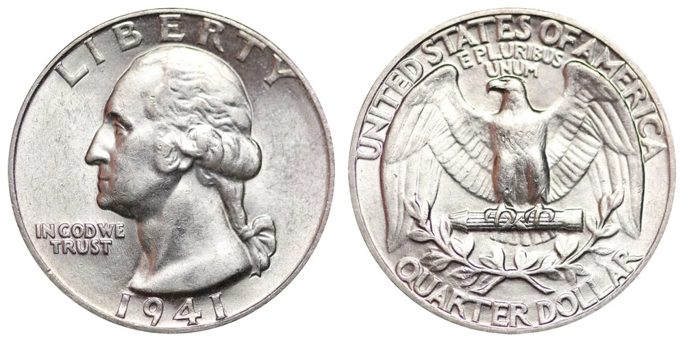 1941 Washington Quarter mintage and survival data — assorted examples from all three mint facilities